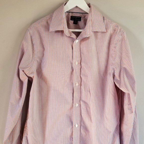 Banana Republic Orange/Blue Plaid Men's Shirt M - Picture 2 of 3